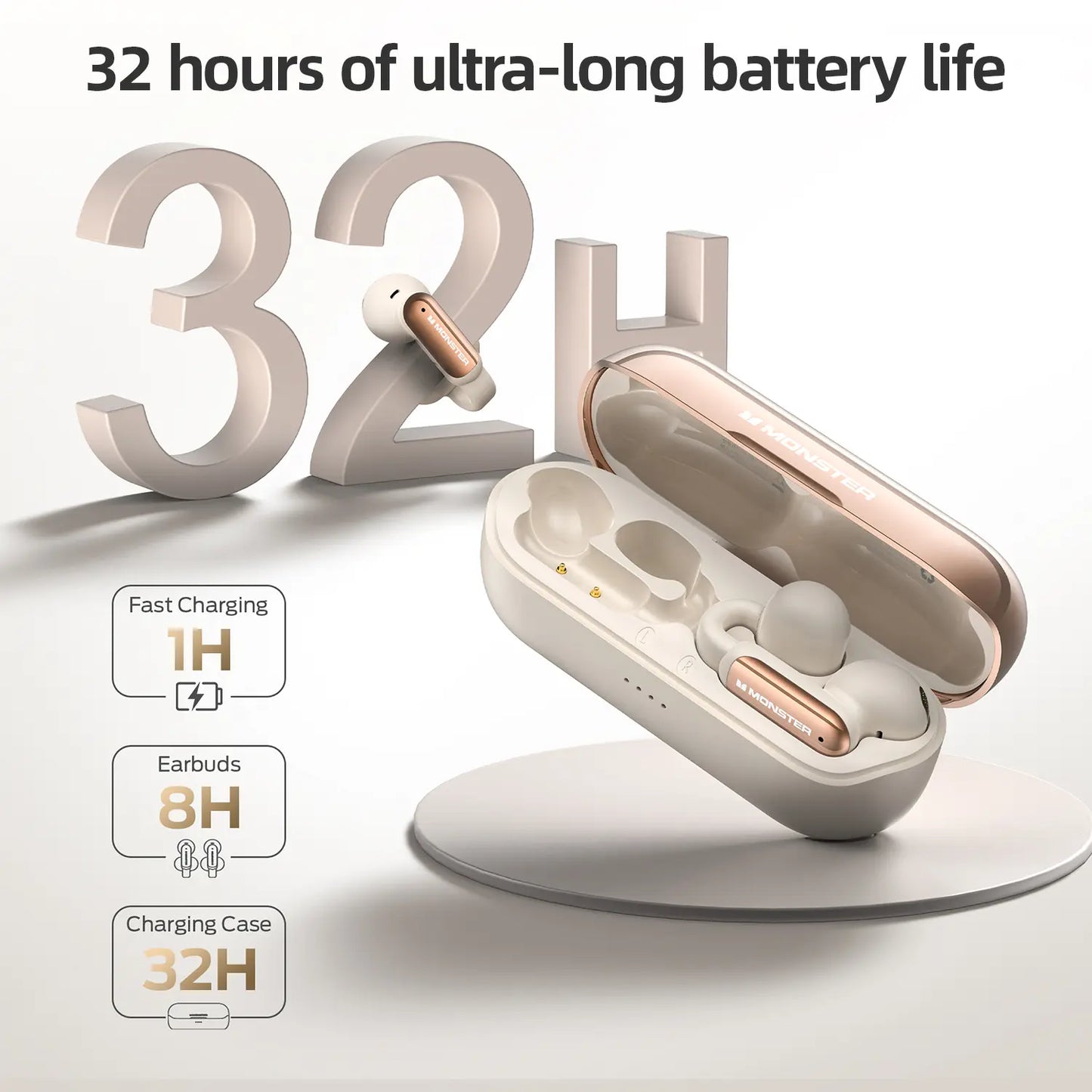 Open-Ear Wireless Earbuds – Secure Fit, 40H Playtime, ENC Mic, Ultra-Light for Sports & Daily Use