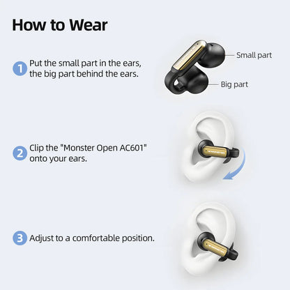 Open-Ear Wireless Earbuds – Secure Fit, 40H Playtime, ENC Mic, Ultra-Light for Sports & Daily Use