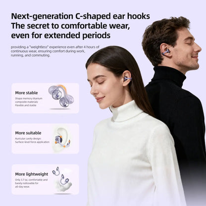 Open Ear Clip Earbuds | 100H Playtime, Bluetooth 6.0, App EQ & Clear Calls
