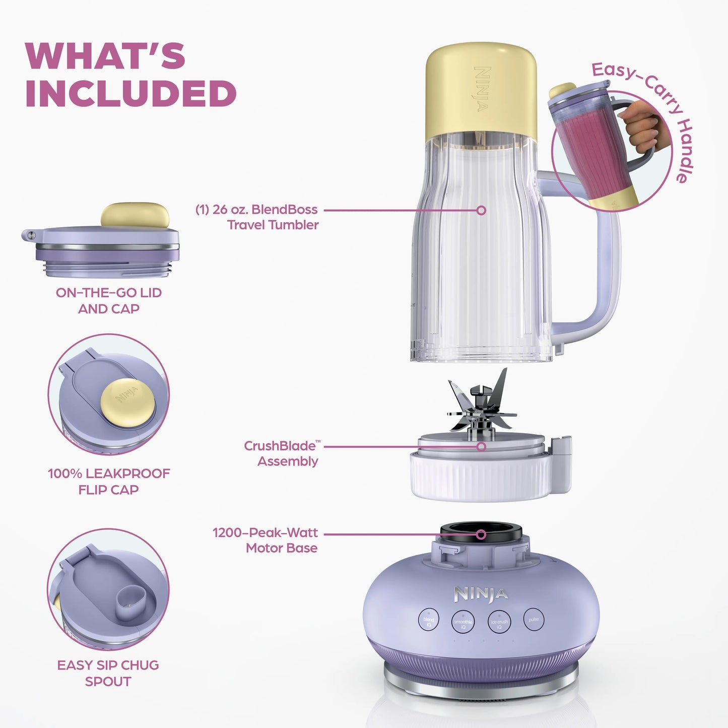 Multi Function Personal Blender Cup with Powerful Ice Crushing & 26oz Travel Tumbler