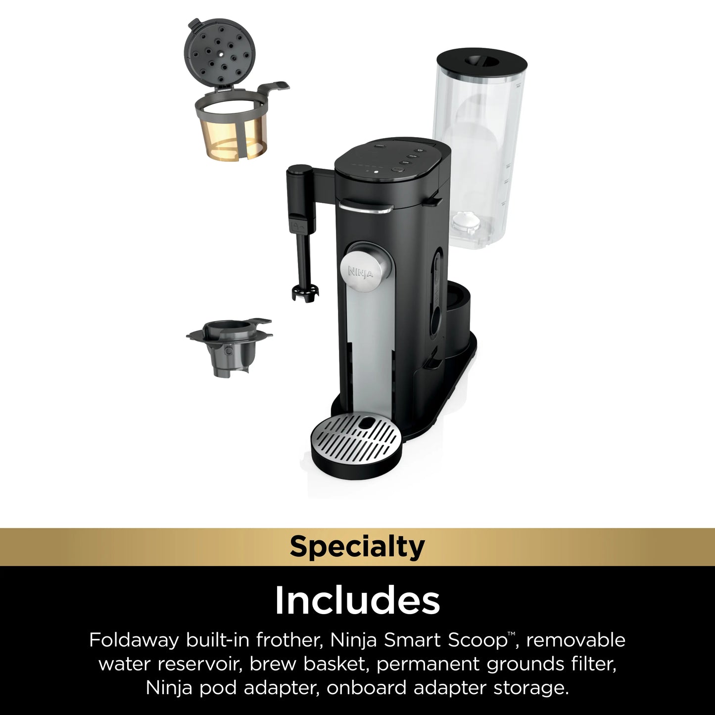Multi Function Single Serve Coffee Maker with Built In Frother & 4 Brew Styles