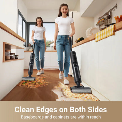 Cordless Wet Dry Vacuum Mop with Self Cleaning & Edge to Edge Cleaning