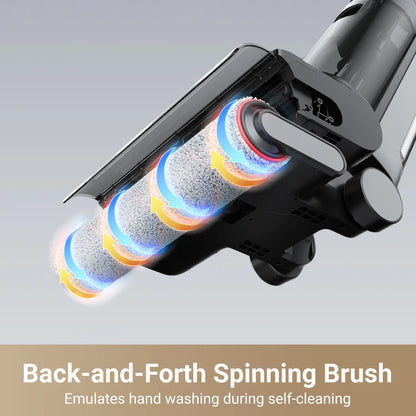Cordless Wet Dry Vacuum Mop with Self Cleaning & Edge to Edge Cleaning